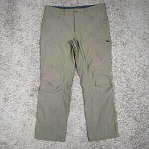 Eddie Bauer First Ascent Pants Mens 36x32 Beige Hiking Outdoor Cargo Zip Pockets